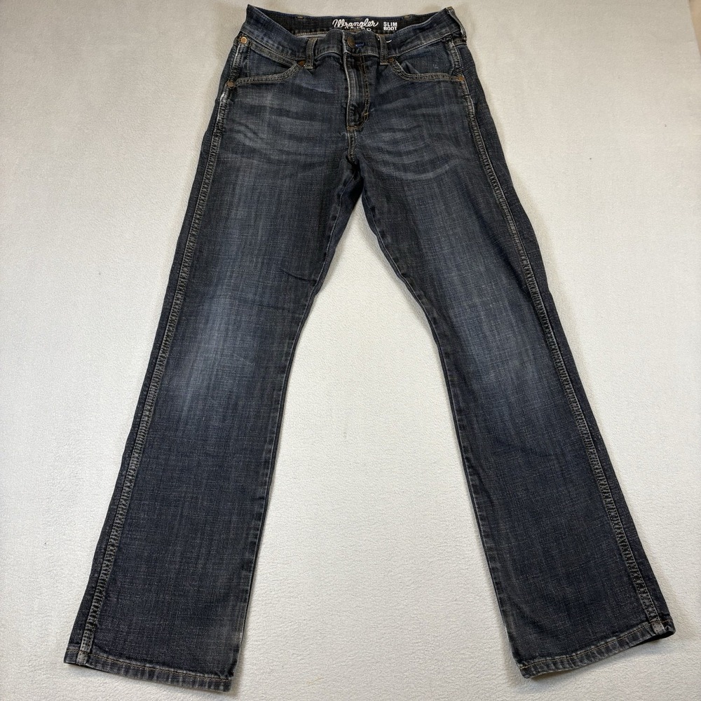 Wrangler Retro Slim Boot Jeans Mens 30x32 Blue Stretch Denim Western Cowboy